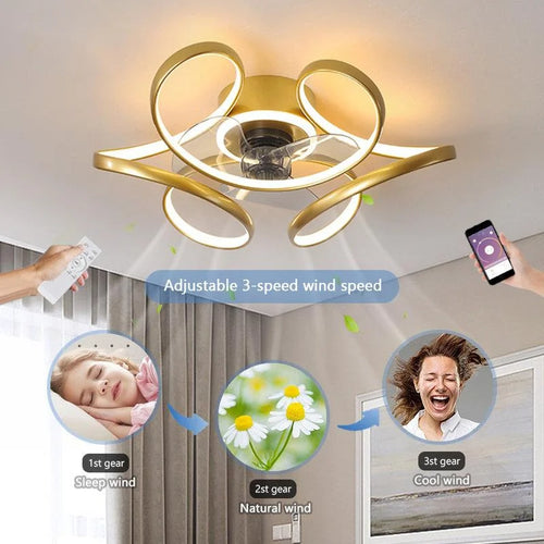 plafonnier moderne avec ventilateur silencieux et éclairage intégré - vue 5 sur 8