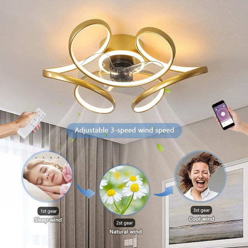 plafonnier moderne avec ventilateur silencieux et éclairage intégré - vue 4 sur 8