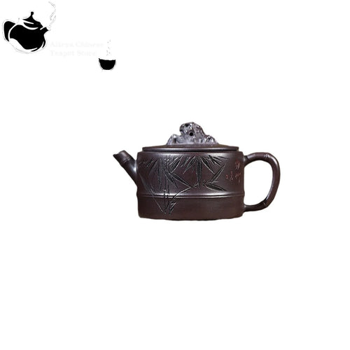 theiere yixing argile sculpture bambou motif cent yeux - vue 6 sur 6