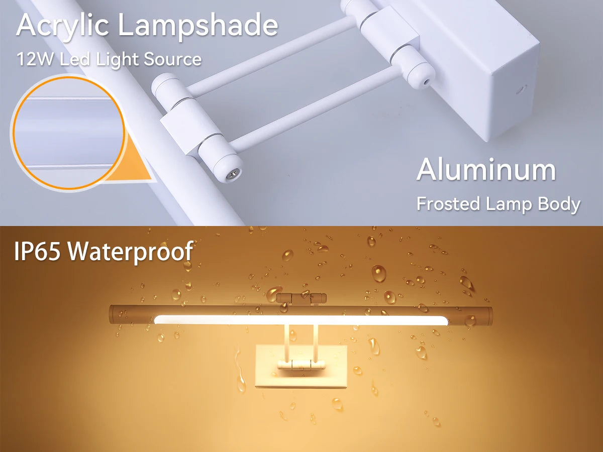 applique murale à led pour miroir étanche angle réglable moderne - vue 5 sur 10