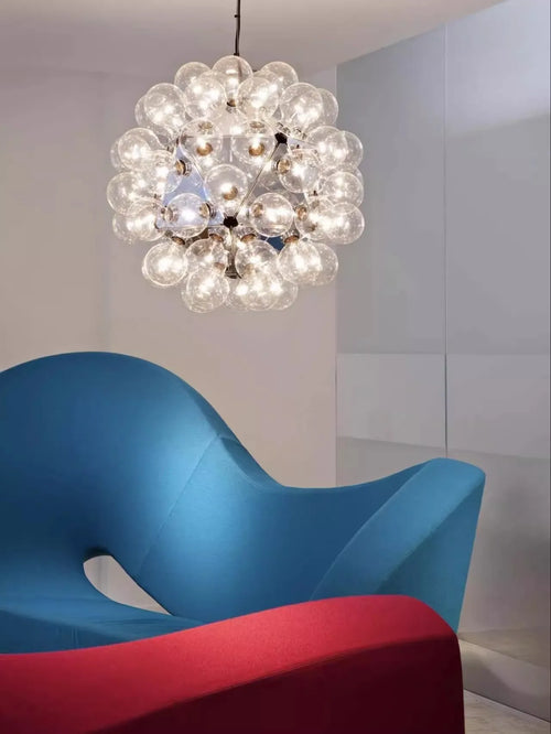 lustre à led en verre chromé et doré pour décoration intérieure - vue 2 sur 12