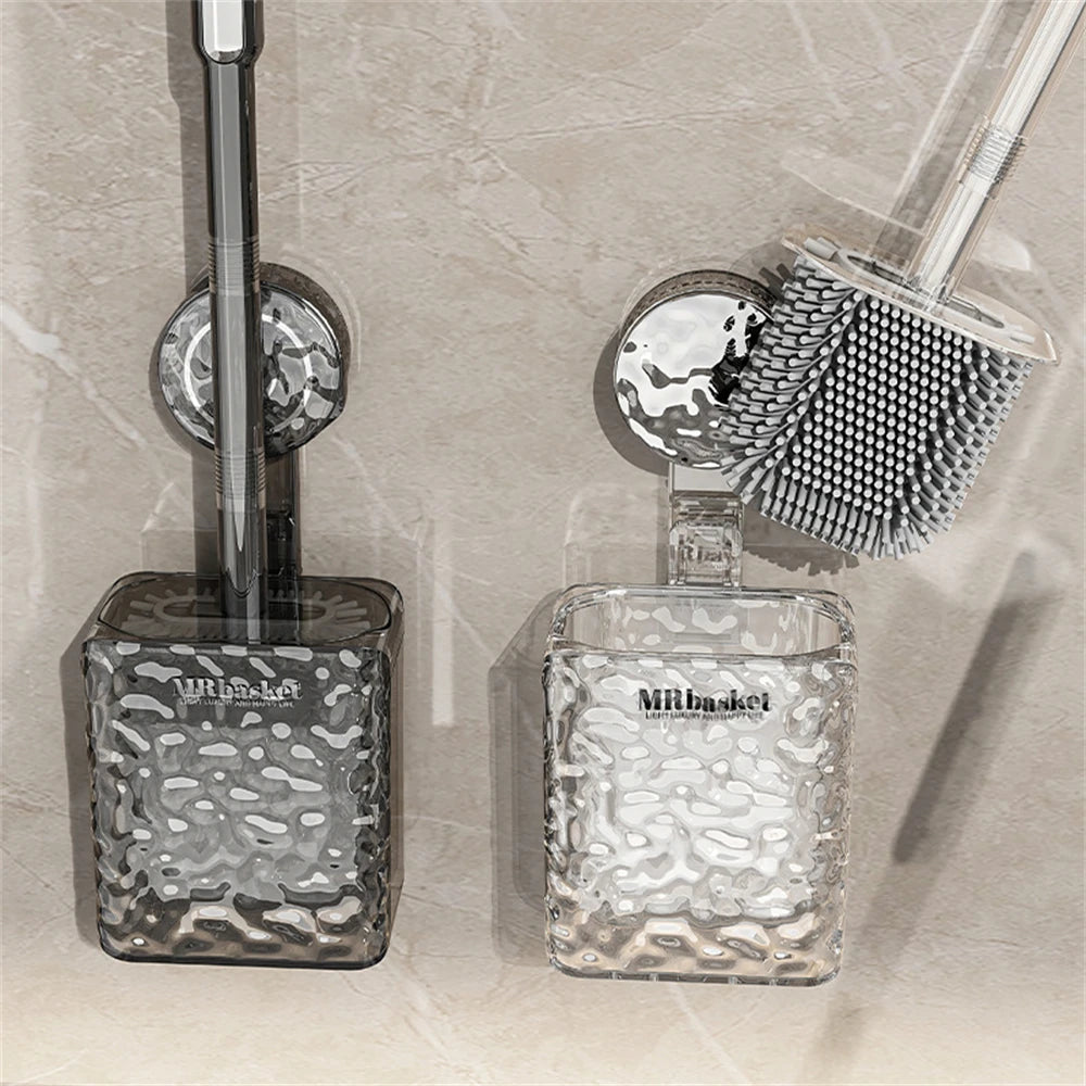 brosse de toilette à ventouse motif glacier avec long manche et fixation murale - vue 3 sur 8