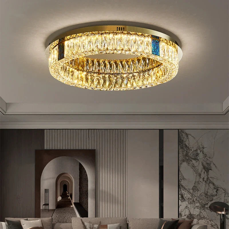 plafonnier en cristal de luxe à led pour décoration intérieure - vue 5 sur 15