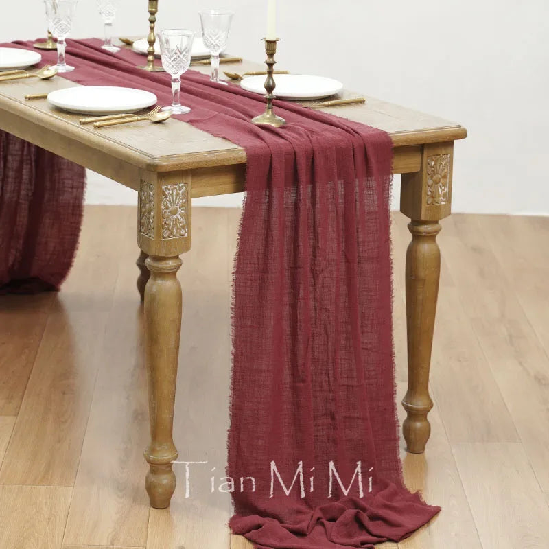 Chemin de table coton gaze style vintage mariage - vue 22 sur 29
