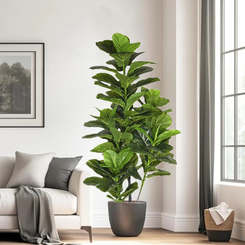 arbre tropical artificiel avec grandes branches et feuilles en plastique - vue 2 sur 12