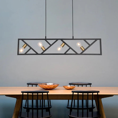 Style industriel fer art lustre restaurant salon lait thé café créatif 4 têtes personnalité lampe suspendue - vue 2 sur 7
