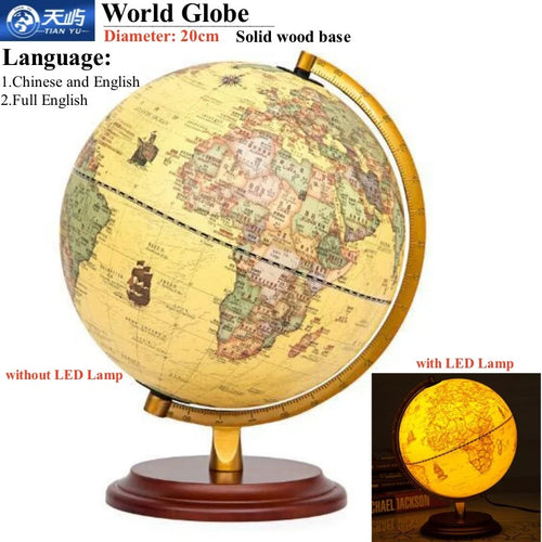 globe terrestre imprimé en hd avec lampe led artisanale 360 degrés - vue 3 sur 10