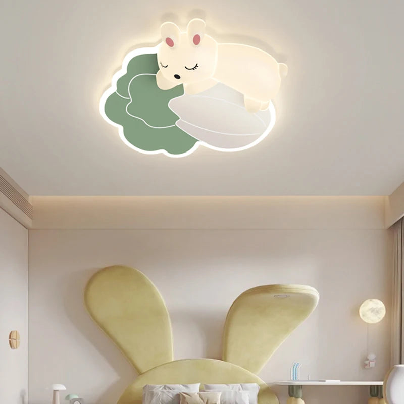 Cartoon Carrot Rabbit Lamps Warm Kids Bedroom Ceiling Light for Baby Girl Boy Childern's Room Lighting 220V Cloud Ceiling Light - vue 3 sur 7