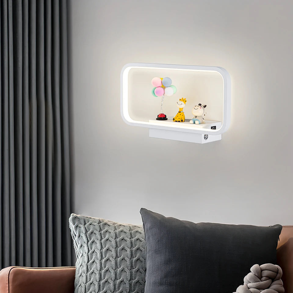 applique murale moderne tactile avec variateur et charge usb sans fil - vue 2 sur 10