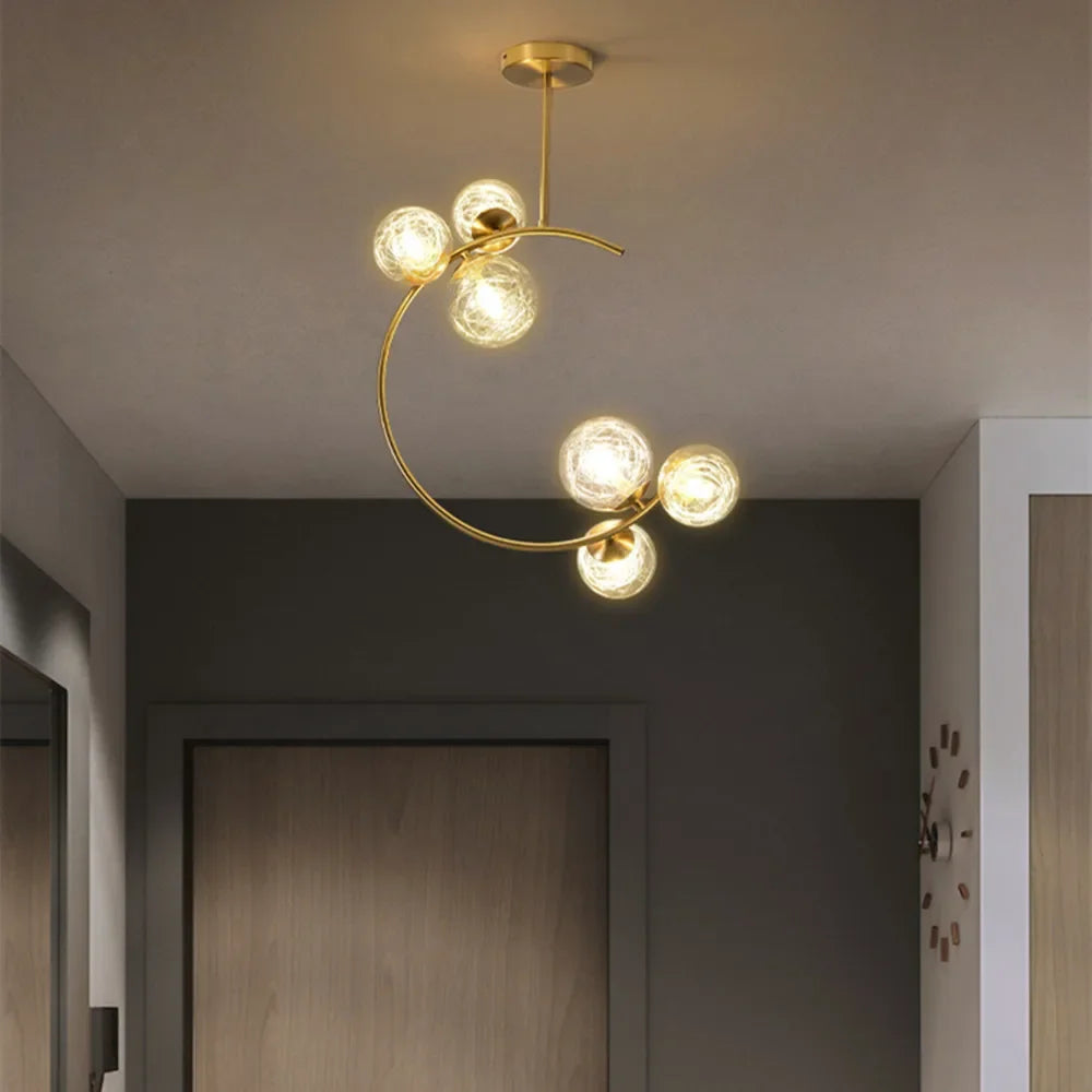 220V 110V Small Chandelier Nordic Round Pendant Light Gold Glass Ball Light for Living Room Dinning Room Kitchen Bedroom - vue 1 sur 16