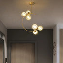 220V 110V Small Chandelier Nordic Round Pendant Light Gold Glass Ball Light for Living Room Dinning Room Kitchen Bedroom