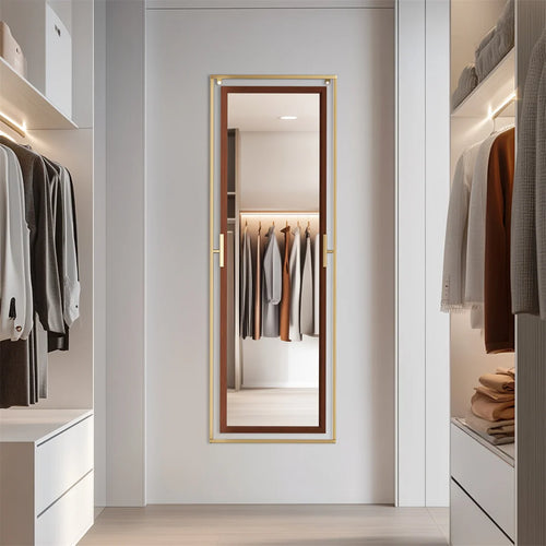 miroir sur pied décoratif avec cadre en métal doré - vue 6 sur 7