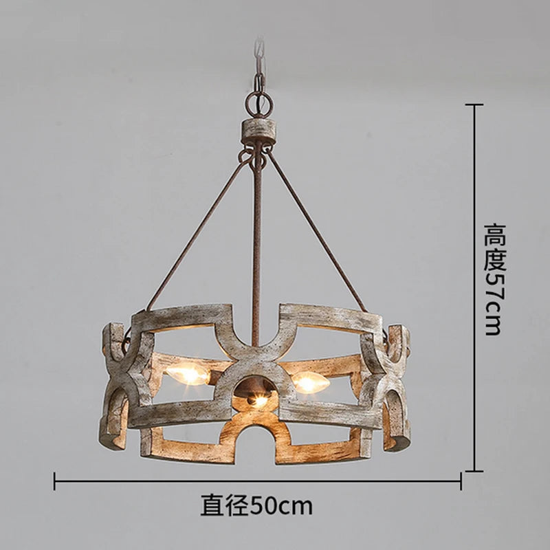 Créatif américain Rural bois lustre lumière salon salle à manger couloir magasin de vêtements boutique Restaurant suspension lampe