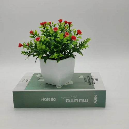 petite rose en pot bonsaï décoration plantes artificielles pour intérieur - vue 12 sur 12