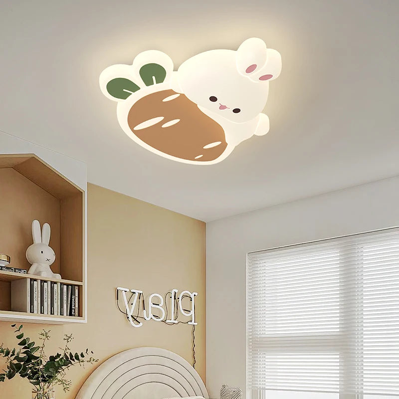 plafonnier lapin aux fraises pour chambre d'enfant décoration lumineuse - vue 3 sur 8