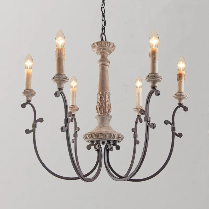lustre rétro en bois pour décoration intérieure élégante et raffinée - vue 6 sur 8