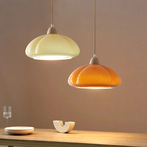 suspension citrouille verre led style japonais vintage bois - vue 6 sur 15