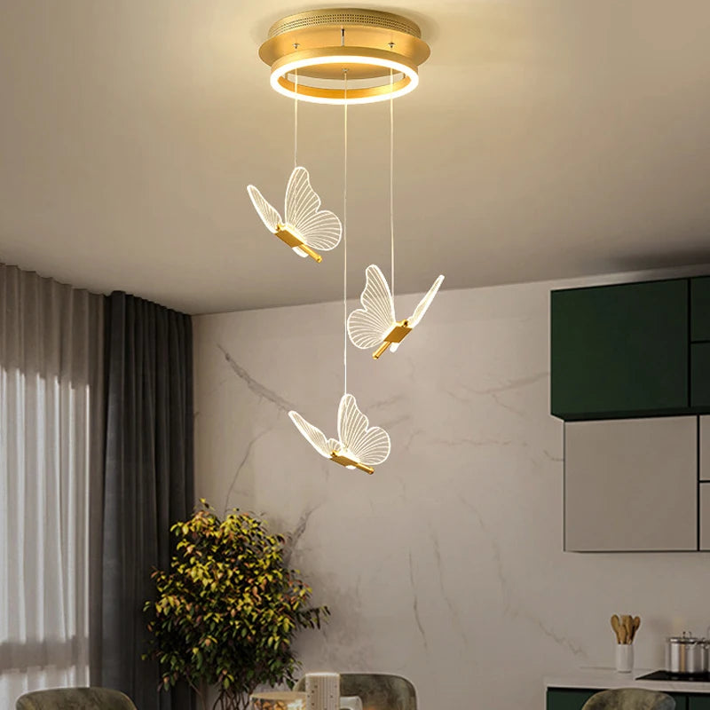 Lustre Papillon LED Acrylique Salle Escalier Suspension - vue 3 sur 12