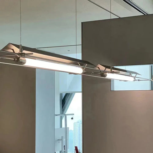 lustre industriel led ultra long pour bar studio bureau - vue 3 sur 8