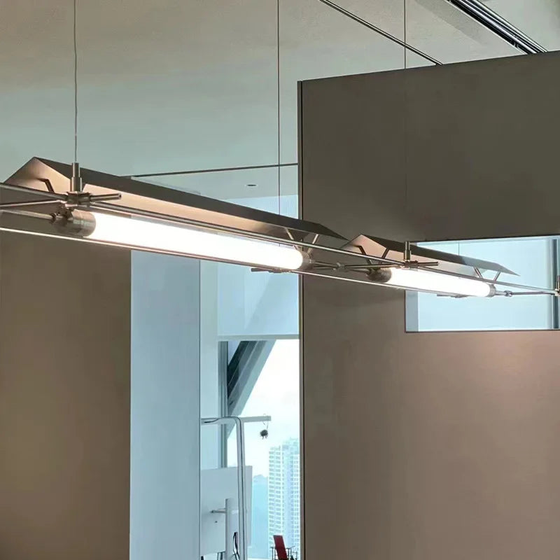 lustre industriel led ultra long pour bar studio bureau - vue 3 sur 8