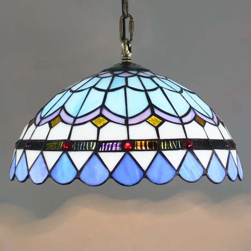Lustre en verre coloré Tiffany rétro européen - vue 21 sur 29