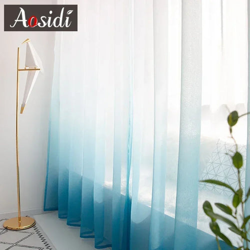Voilage tulle dégradé moderne léger pour salon chambre - vue 2 sur 10