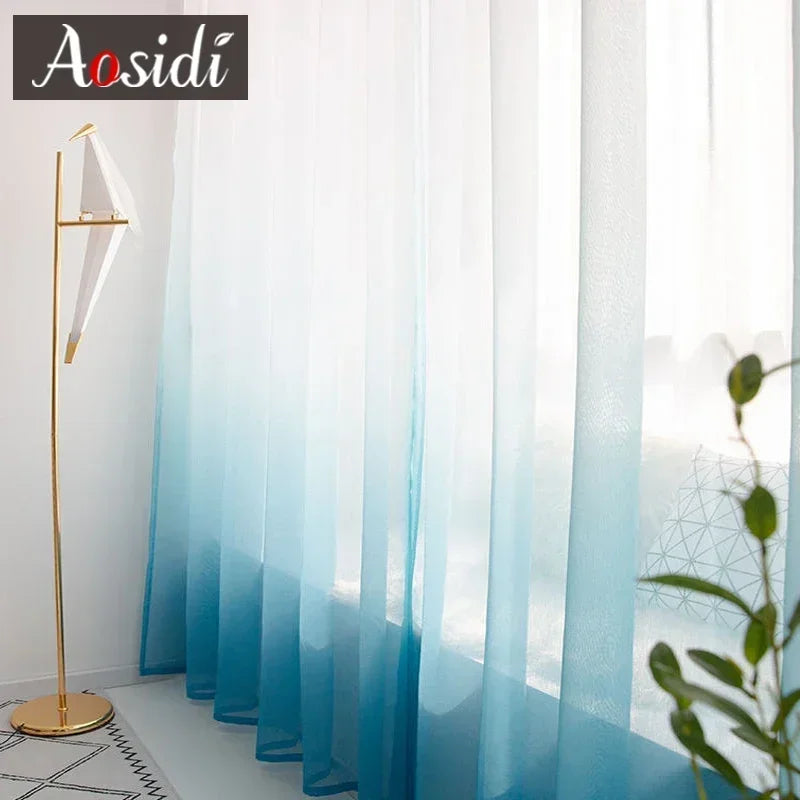 Voilage tulle dégradé moderne léger pour salon chambre - vue 1 sur 10
