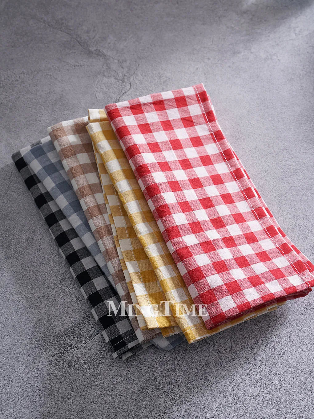 Serviette de table vichy coton style campagne reutilisable - vue 3 sur 7