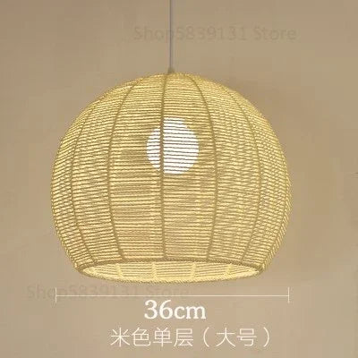luminaire led nordique moderne en fer et corde de chanvre - vue 10 sur 14