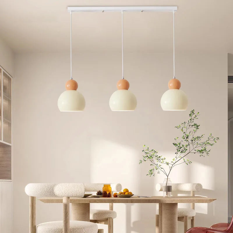 Nordique LED Suspension Plafonnier Crème Vent Gourde Lampe Pour Salon Chambre Étude Salle À Manger Décoration De La Maison Luminaires - vue 3 sur 12