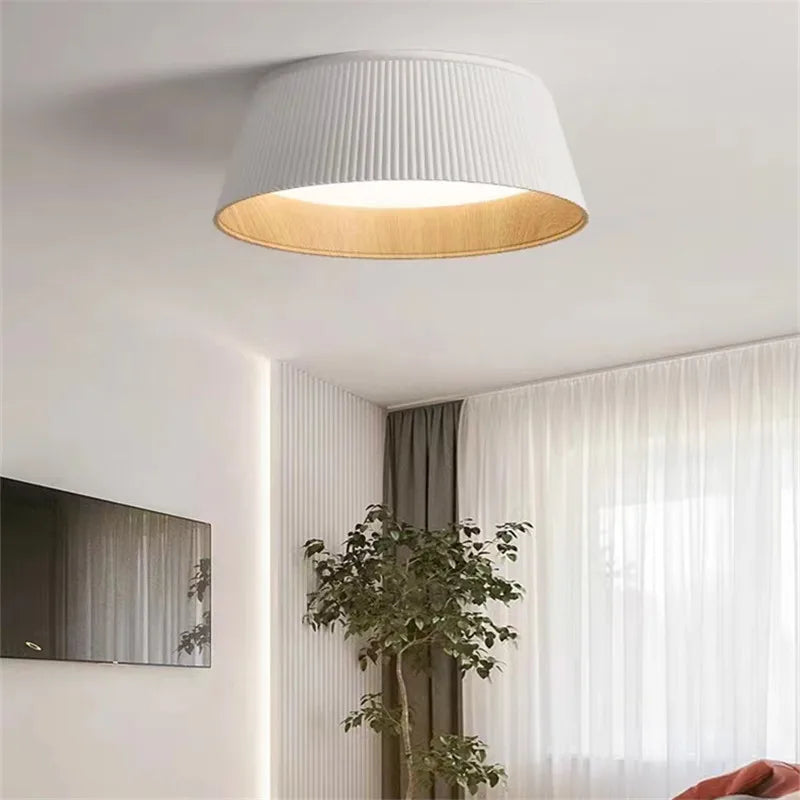 plafonnier rond en bois wabi sabi design minimaliste pour intérieur - vue 3 sur 10