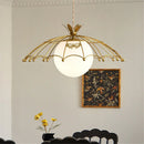 suspension à led en verre avec chapeau doré style nordique pour décoration