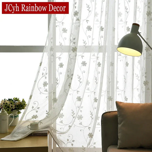 Voilage brodé floral style coréen pour salon chambre - vue 4 sur 7