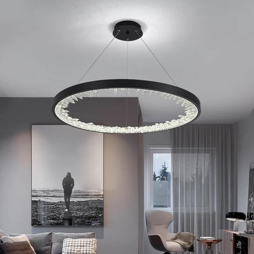 Plafonnier LED suspendu en cristal de luxe au design moderne - vue 3 sur 17