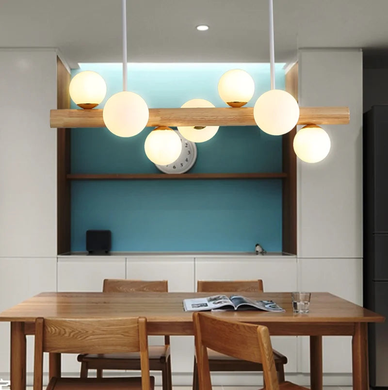 suspension bois minimaliste led style moderne - vue 4 sur 13