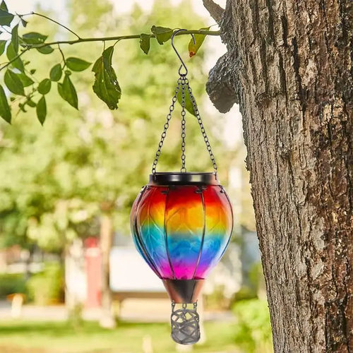 lampe solaire montgolfière led extérieure avec flamme vacillante - vue 5 sur 7