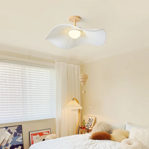 lustre moderne en bois et tissu pour décoration intérieure nordique - vue 3 sur 14
