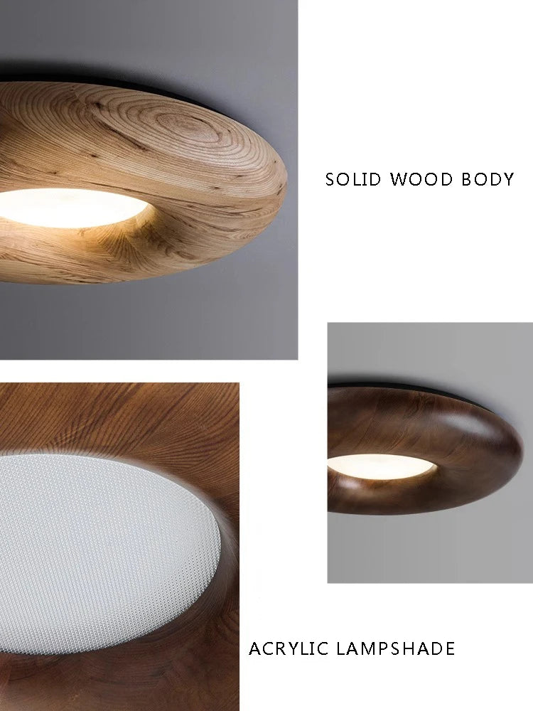 plafonnier led design rétro moderne en bois foncé grand lustre - vue 6 sur 9