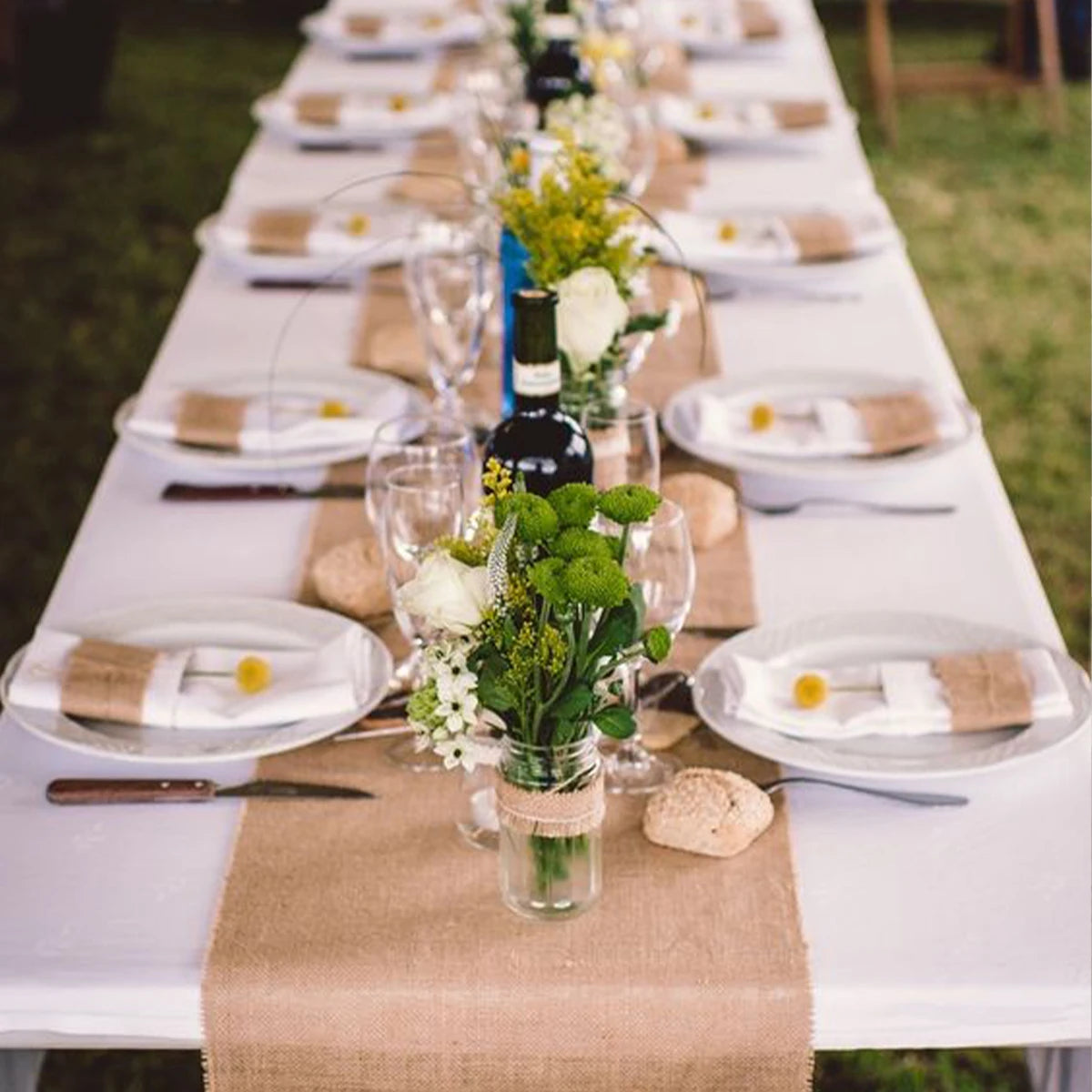Chemin de table en lin style champetre rustique - vue 3 sur 11