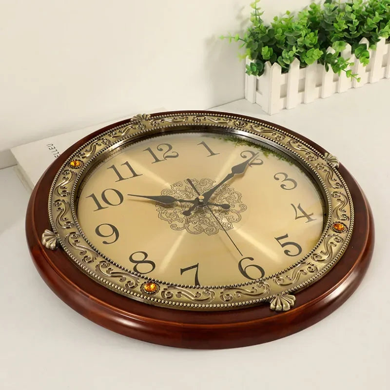 horloge murale en bois et métal style nordique rétro silencieuse - vue 4 sur 14