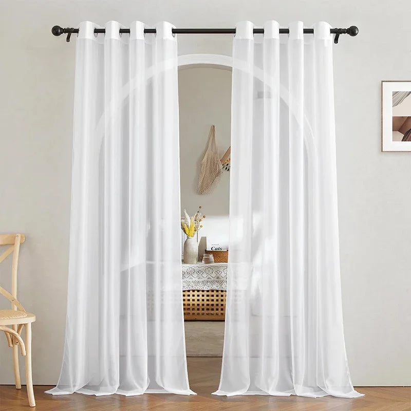 Voilage moderne en tulle brodé pour fenêtre salon