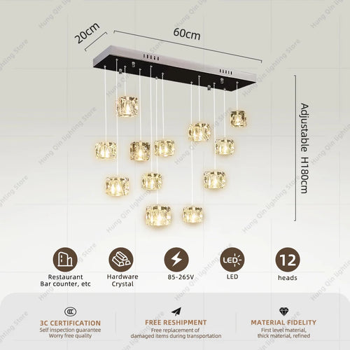 lustre led design pour éclairage intérieur moderne et élégant - vue 6 sur 14