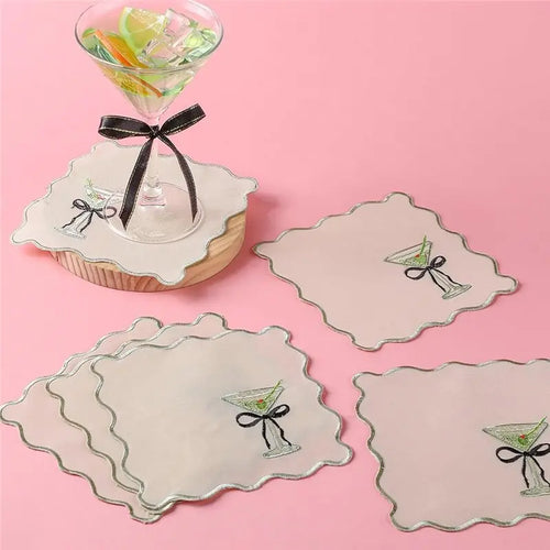 Serviette de table vintage broderie festonnée tissu lavable - vue 5 sur 6