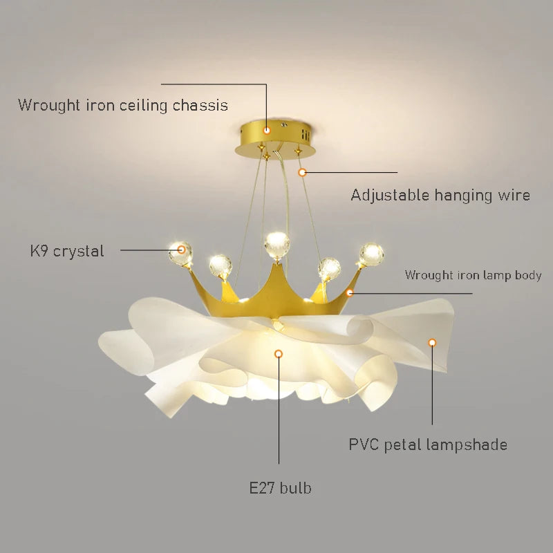 lustre moderne en cristal pour décoration romantique et chaleureuse - vue 6 sur 8