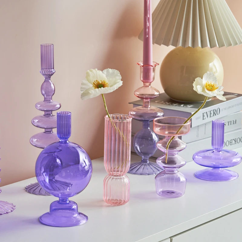 bougeoirs en verre pour décoration de mariage et cadeau Noël - vue 4 sur 24