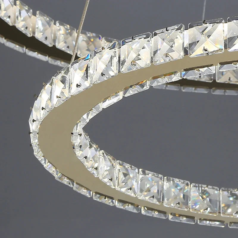lustre moderne en cristal à led avec finition dorée étoile - vue 5 sur 13