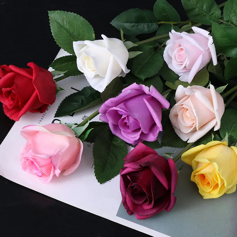 fleur de rose artificielle en latex pour mariage décoration et événements - vue 6 sur 14