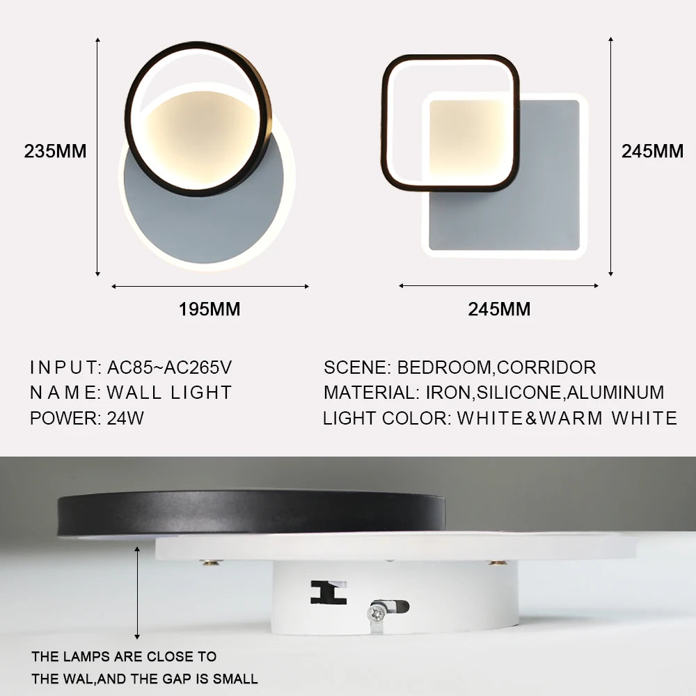 lampe led moderne applique nordique décor intérieur chevet allée salon - vue 6 sur 18