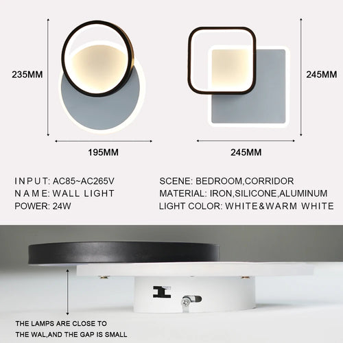 lampe led moderne applique nordique décor intérieur chevet allée salon - vue 6 sur 18