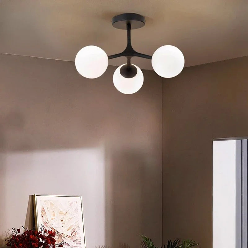 lustre suspension en boule de verre pour décoration maison - vue 9 sur 9